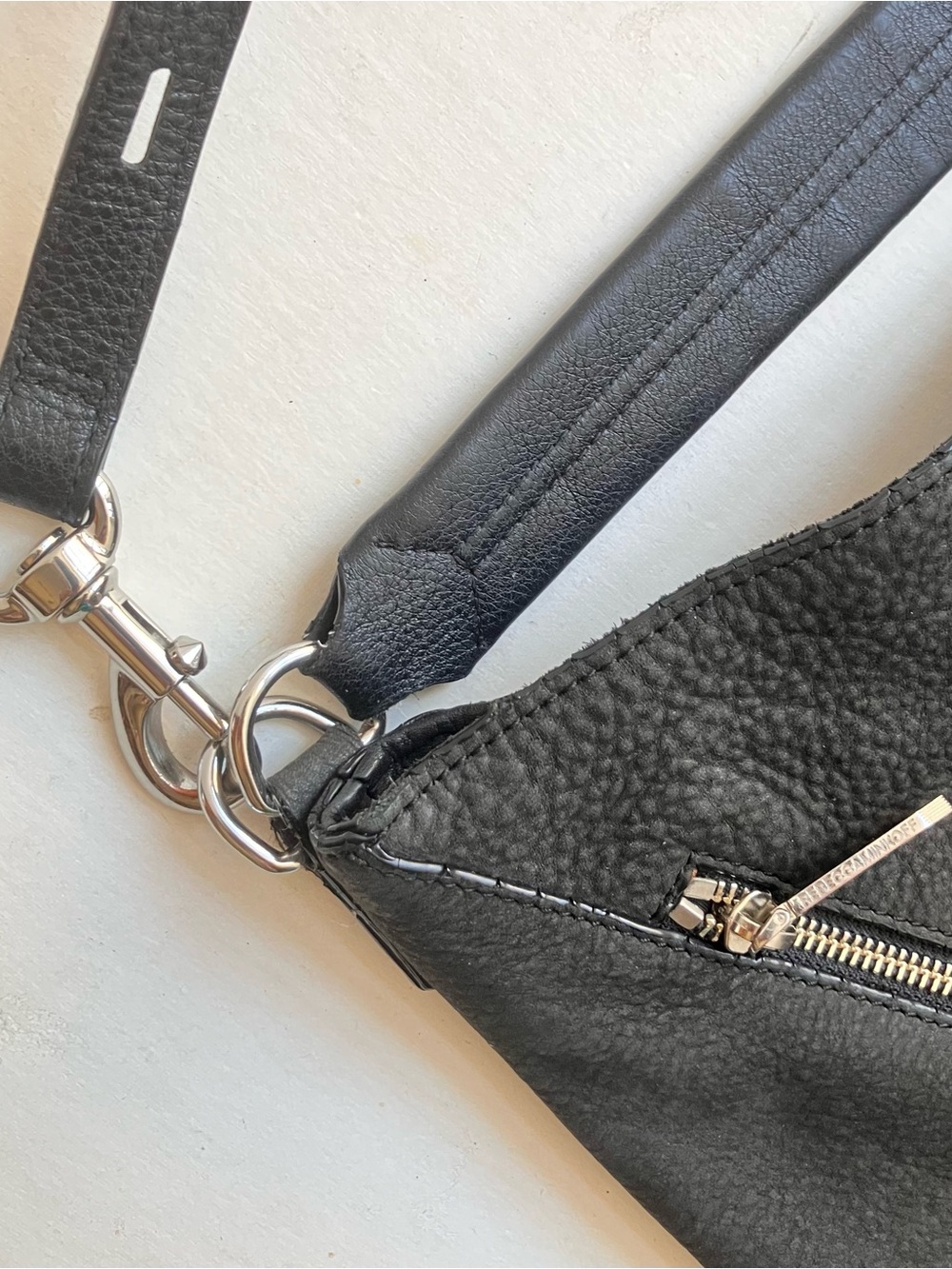 Rebecca Minkoff Purse Moto Crossbody Shoulder Hobo Bag Black Leather - Picture 7 of 10